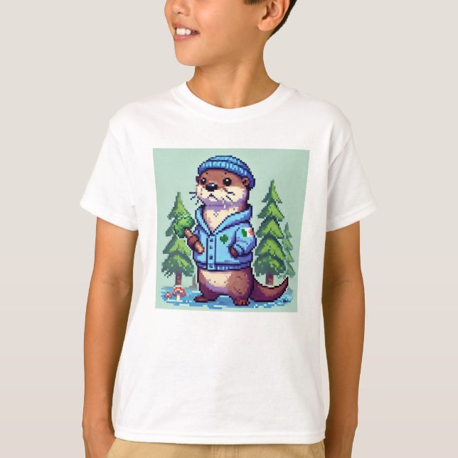 Pixel Friends: Waldschutz (Otter) #19 T-Shirt (Vorderseite)