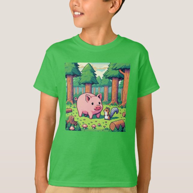 Pixel Friends: Waldschutz (Schwein) #14 T-Shirt (Vorderseite)