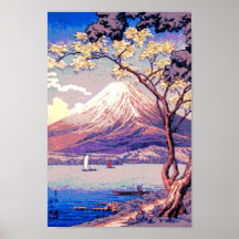 Pixel Fuji aus dem Yamanaka-See in der Dämmerung