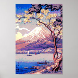 Pixel Fuji aus dem Yamanaka-See in der Dämmerung Poster