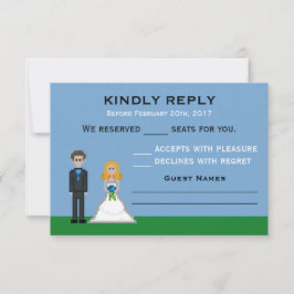 Pixel Gamer Blonde Bride & Groom Wedding RSVP