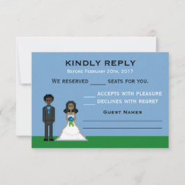 Pixel Gamer Bride & Groom Wedding RSVP Cards