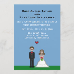 Pixel Gamer Bride & Groom Wedite Einladung