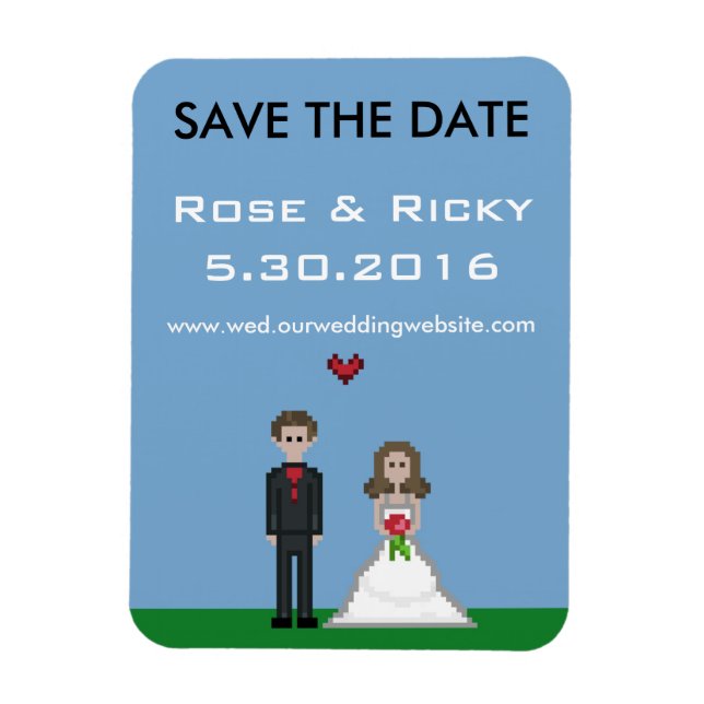 Pixel Gamer Save the Date Wedding Magnet (Vertikal)