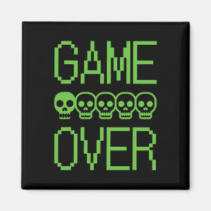 Pixel-Gamer-Totenkopf-Game-Over-Retro-Videospiel-A Magnet