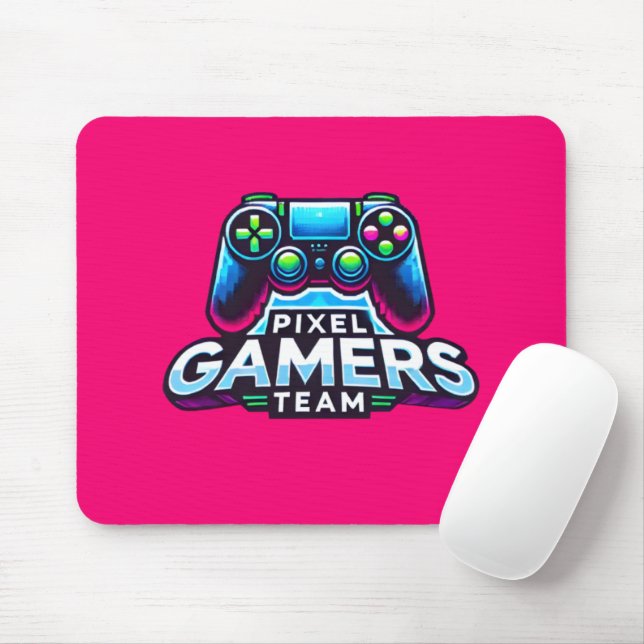 Pixel Gamers Team - Neon Glitch Effekt Mousepad (Mit Mouse)