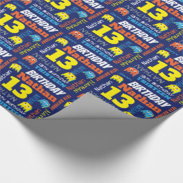 Pixel Gaming Alien 13. Geburtstag hell Geschenkpapier