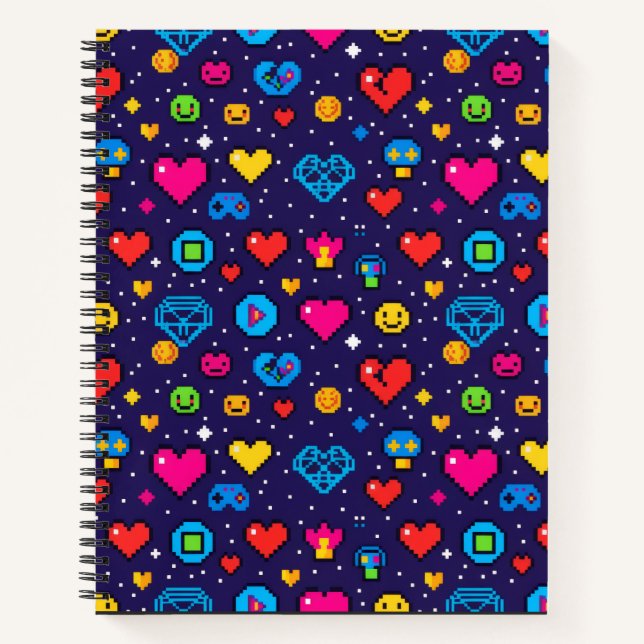 Pixel-Gaming-Ästhetik-Hardcover-Journal Notizbuch (Vorderseite)