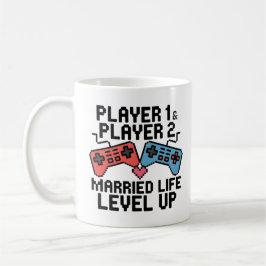 Pixel Gaming Couple Level Up Design Kaffeetasse