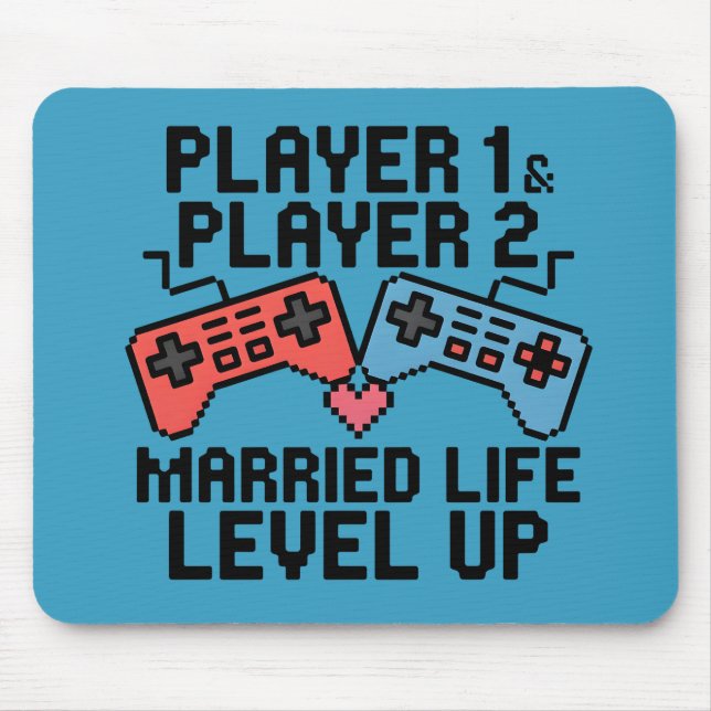 Pixel Gaming Couple Level Up Design Mousepad (Vorne)