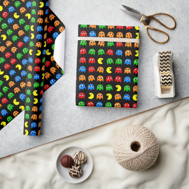 Pixel-Geist-Arcade-Spieler-Geburtstagsdesign Geschenkpapier (Kunsthandwerk)