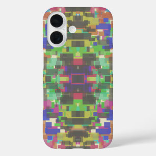 Pixel, Gemustert über den Farben des Regenbogens iPhone 16 Hülle