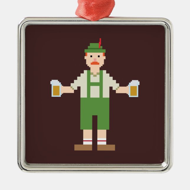 Pixel German Silbernes Ornament (Vorne)