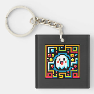 Pixel-Ghost-Maze - Retro-Arcade-Inspiriert Gaming Schlüsselanhänger
