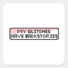 Pixel Glitch Chat - Funny Retro Gamer Quadratischer Aufkleber