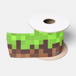 Pixel-Gras-Gamer-Geburtstag  Satinband