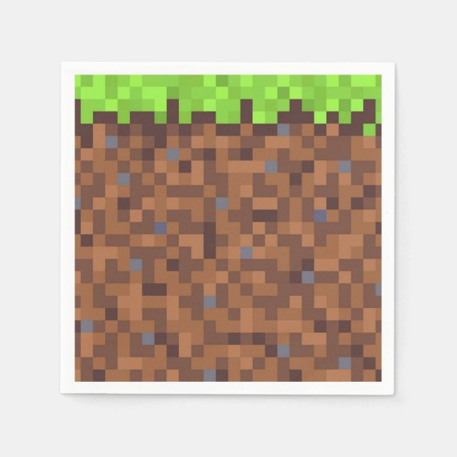 Pixel-Gras-Gamer-Geburtstag  Serviette (Vorderseite)