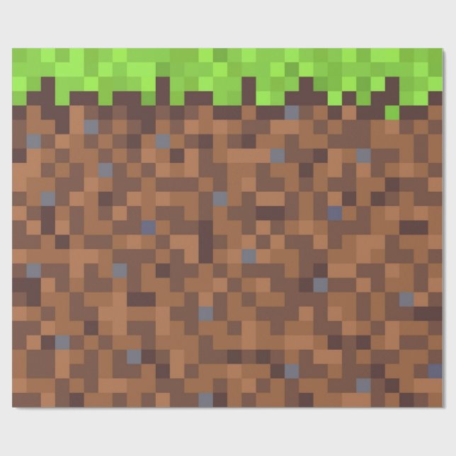 Pixel grass gamer birthday  geschenkpapier (Flach)