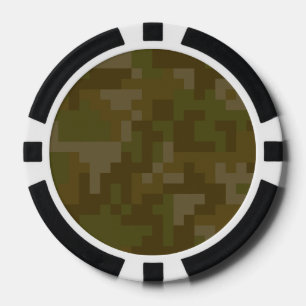 Pixel Green Army Camouflage Muster Pokerchips