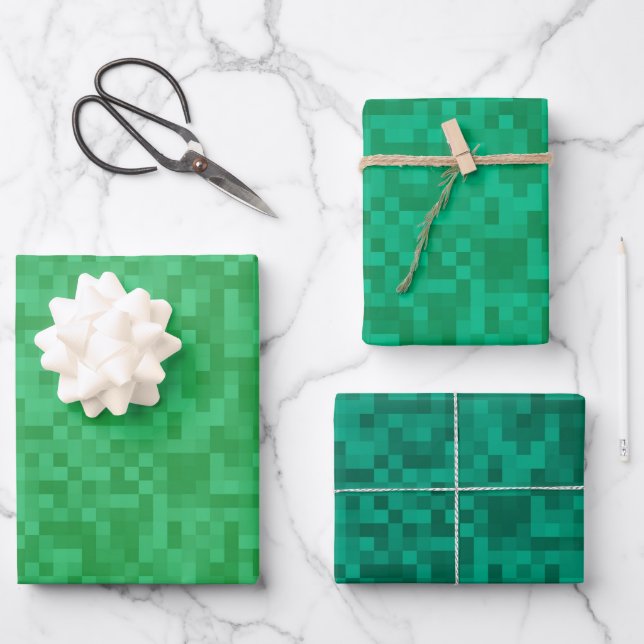 Pixel-Green Pack Geschenkpapier Set (Vorderseite)