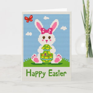 Pixel-Hasen-Oster-Ei-Grußkarte Karte