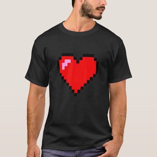 Pixel Heart 8 Bit Grafikdesign T-Shirt (Vorderseite)