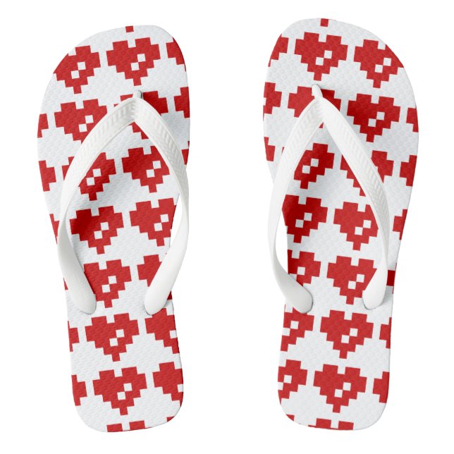 Pixel Heart 8 Bit-Liebe Flip Flops (Fußbett)