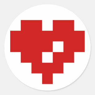 Pixel Heart 8 Bit-Liebe Runder Aufkleber