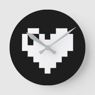 Pixel Heart 8 Bits Runde Wanduhr