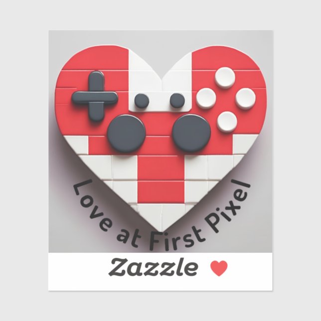 Pixel-Heart-Gamer-Sticker - Niedliches Retro-Video Aufkleber (Blatt)