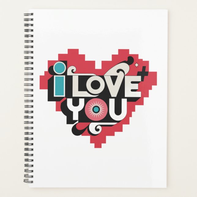 Pixel Heart Je t'aime Rétro Typographie (Devant)