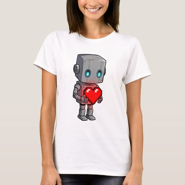 Pixel Heart Robot T-Shirt (Vorderseite)