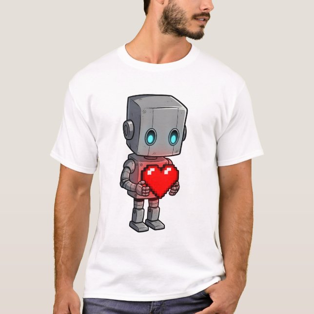 Pixel Heart Robot T-Shirt (Vorderseite)