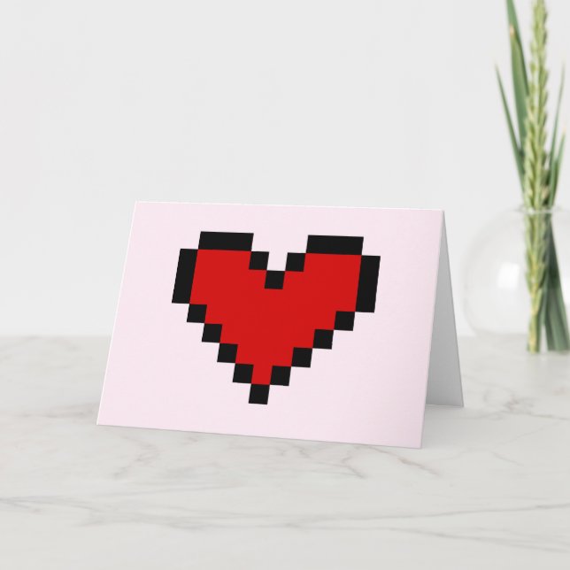 Pixel heart valentine card feiertagskarte (Vorderseite)