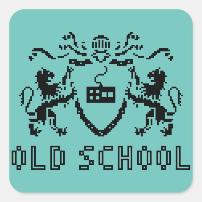 Pixel Heraldic Old School Sticker (Vorderseite)