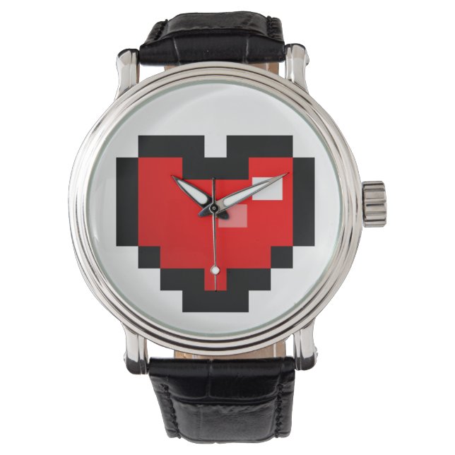 PIXEL-HERZ ARMBANDUHR (Vorderseite)
