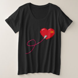 Pixel-Herz-Matching-Paar-Outfit Verlassen Große Größe T-Shirt