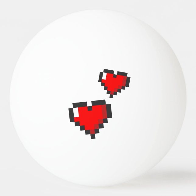Pixel-Herz-Muster Tischtennisball (Vorderseite)