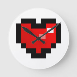 PIXEL-HERZ RUNDE WANDUHR