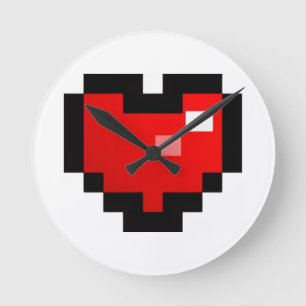PIXEL-HERZ RUNDE WANDUHR