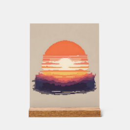 Pixel Horizon: A retro Sunset Acrylschild