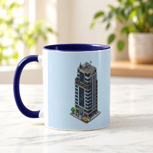 Pixel Hotel Tower Navy Blue Combo Tasse