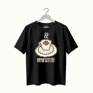 Pixel-Kaffeetasse Start Retro T-Shirt