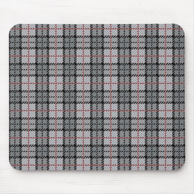 Pixel kariert im Grau mit rotem Streifen Mousepad (Vorne)