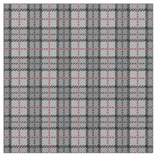 Pixel Kariert in Grau mit rotem Streifen Stoff