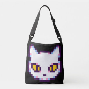 PIXEL KITTY CAT BEUTEL TRAGETASCHEN MIT LANGEN TRÄGERN