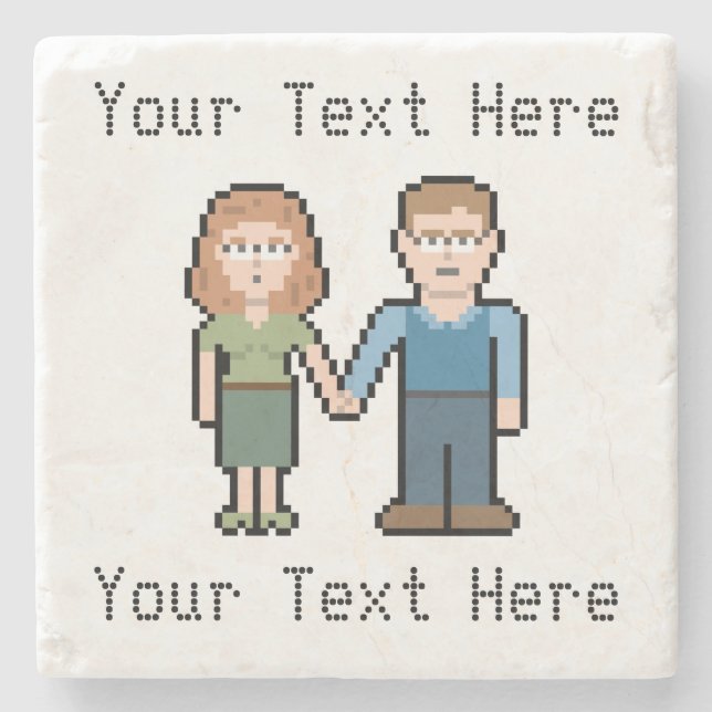 Pixel-kundenspezifische Nerd-Paare Steinuntersetzer (Vorderseite)