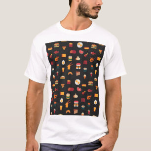 Pixel Kunst Essen, nahtlose Textur. T-Shirt