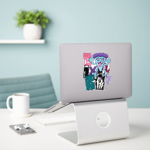 Pixel-Kunst und blaues Monster Aufkleber