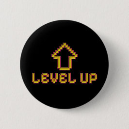 Pixel Level Up Gamer Pin - Schwarz Button